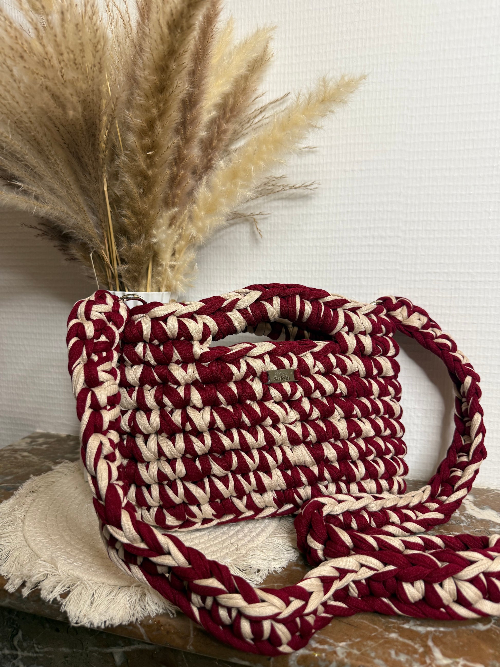 Sac à main personnalisé en crochet, avec poignée main et anse bandoulière assortie faits à la main